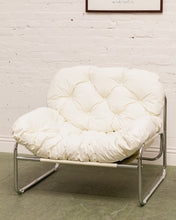 Load image into Gallery viewer, White Tufted Chrome Chair
