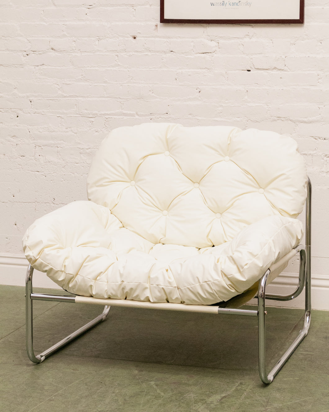 White Tufted Chrome Chair