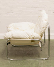 Load image into Gallery viewer, White Tufted Chrome Chair
