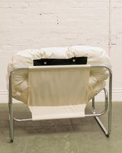 Load image into Gallery viewer, White Tufted Chrome Chair
