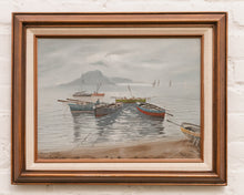 Load image into Gallery viewer, Oil Painting Coastal Scene with Fishing Boats
