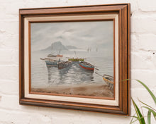 Load image into Gallery viewer, Oil Painting Coastal Scene with Fishing Boats
