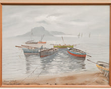 Load image into Gallery viewer, Oil Painting Coastal Scene with Fishing Boats
