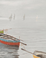 Load image into Gallery viewer, Oil Painting Coastal Scene with Fishing Boats
