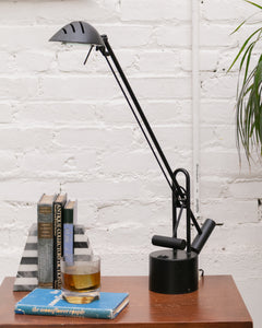 Vintage Ikea Postmodern Black Counter-Balanced Halogen Desk Lamp Crane Architect