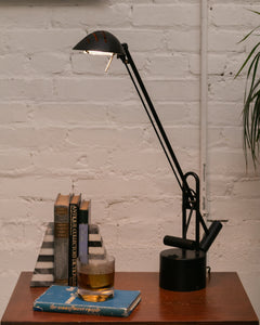 Vintage Ikea Postmodern Black Counter-Balanced Halogen Desk Lamp Crane Architect