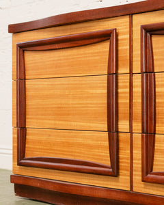 Blonde and Dark wood Vintage Dresser