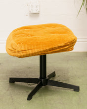 Load image into Gallery viewer, Mustard Corduroy Low Profile Swivel Chair and Ottoman
