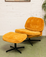 Load image into Gallery viewer, Mustard Corduroy Low Profile Swivel Chair and Ottoman
