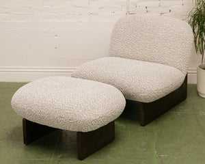 Textured Modern Lounge Chair and Ottoman with Dark Wood Base