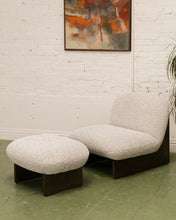 Load image into Gallery viewer, Textured Modern Lounge Chair and Ottoman with Dark Wood Base
