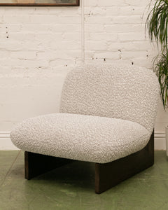 Textured Modern Lounge Chair and Ottoman with Dark Wood Base