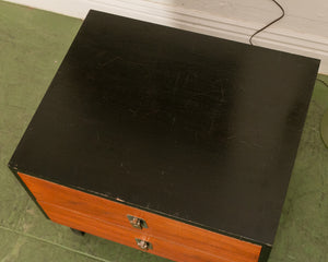 Walnut and Black Nightstand