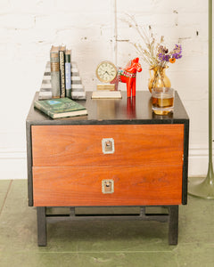 Walnut and Black Nightstand