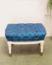 Load image into Gallery viewer, Gingham Blue Vintage Ottoman
