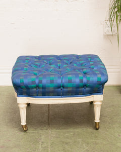 Gingham Blue Vintage Ottoman