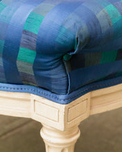 Load image into Gallery viewer, Gingham Blue Vintage Ottoman
