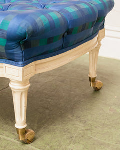 Gingham Blue Vintage Ottoman