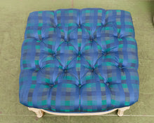 Load image into Gallery viewer, Gingham Blue Vintage Ottoman
