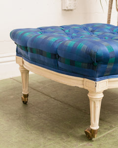 Gingham Blue Vintage Ottoman