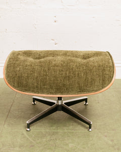 Green Reupholstered Lounge Chair & Ottoman