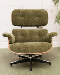 Green Reupholstered Lounge Chair & Ottoman