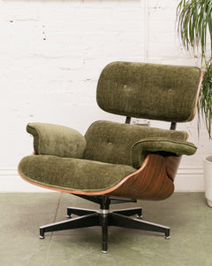 Green Reupholstered Lounge Chair & Ottoman