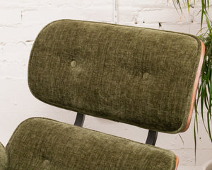 Green Reupholstered Lounge Chair & Ottoman