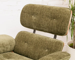 Green Reupholstered Lounge Chair & Ottoman