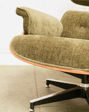 Load image into Gallery viewer, Green Reupholstered Lounge Chair &amp; Ottoman
