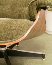 Load image into Gallery viewer, Green Reupholstered Lounge Chair &amp; Ottoman
