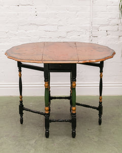 Vintage Design Chinoiserie Table 1880-1900 Handmade Chinese Chinoiserie Gateleg Sutherland Extending Table