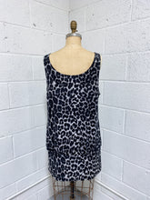 Load image into Gallery viewer, Grey Animal Print Dress with Draped Neckline
