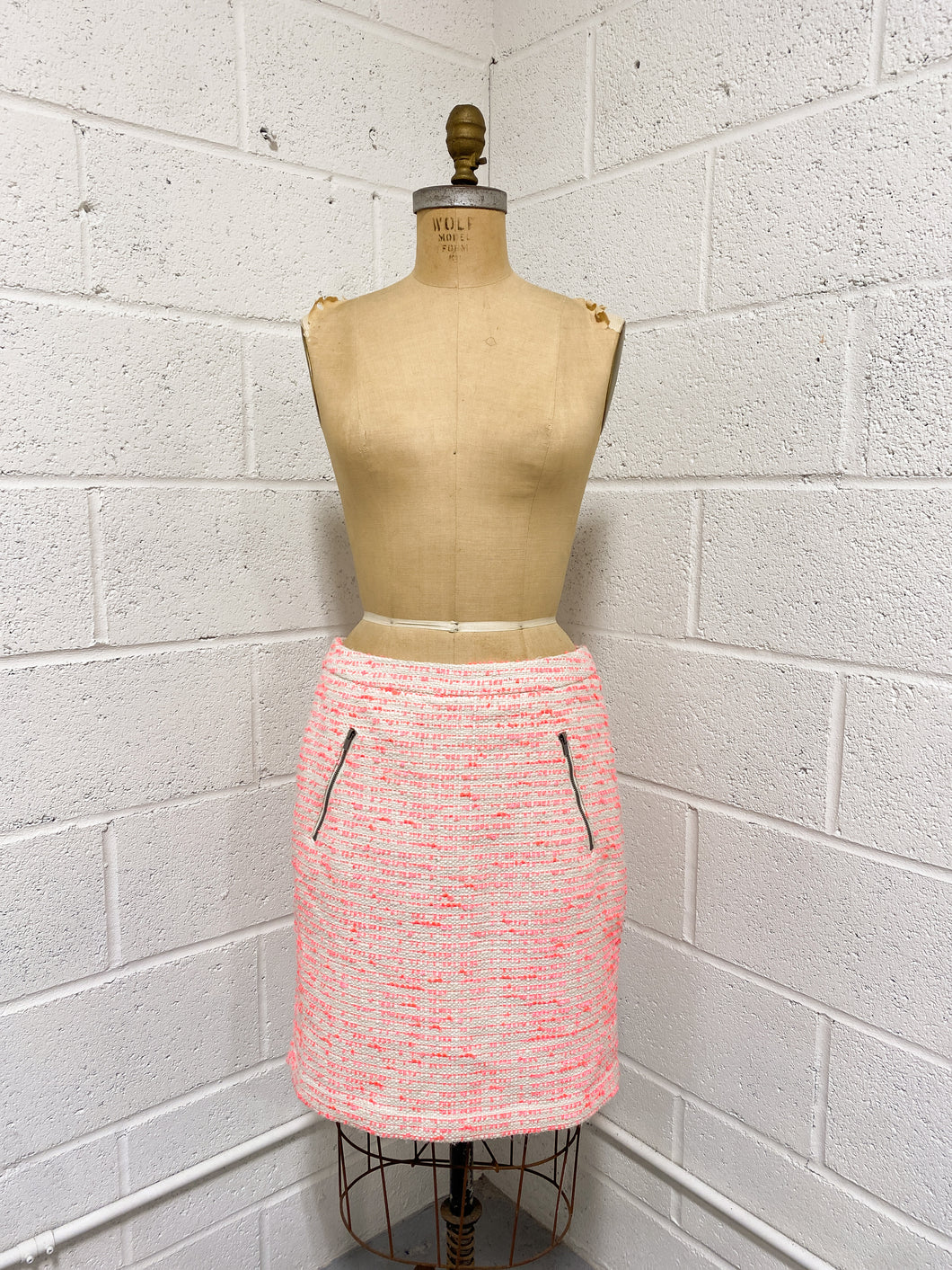 Knobby Cream and Pink Tweed Skirt (10)