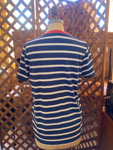 Load image into Gallery viewer, Striped Blue and White T-Shirt with Red Collar (XL)
