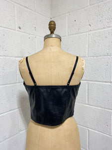 Faux Leather Zip Up Bustier (L)