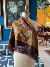 Load image into Gallery viewer, Large Brown and Gold Paisley Scarf
