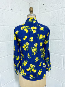 Banana Republic Navy Blue Lemon Blouse (XS)