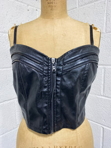 Faux Leather Zip Up Bustier (L)