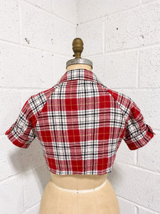 Plaid Crop Short Sleeve Jacket