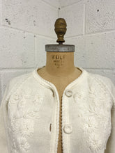 Load image into Gallery viewer, Cream Cardigan with Floral Embroidery
