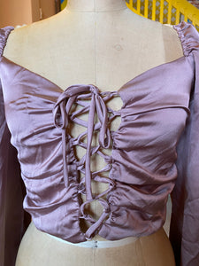 Satin Tie Up Mauve Blouse (S)