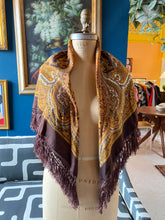 Load image into Gallery viewer, Large Brown and Gold Paisley Scarf
