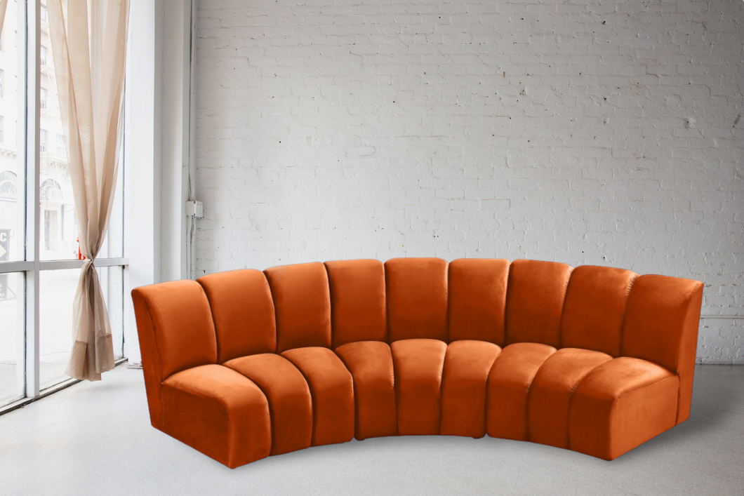 Rusty Orange Half Circle Modular Sofa