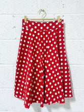 Load image into Gallery viewer, Red and White Polka Dot Midi Skirt (L)
