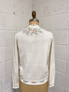 Cream Cardigan with Floral Beading   - As Found