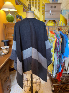 Grey and Black Pancho - One Size Fits All