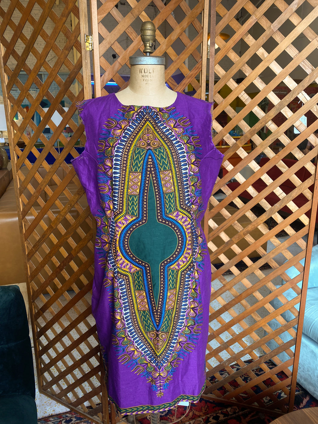 Purple Dashiki Dress with Raw Cut Sleeves (14)