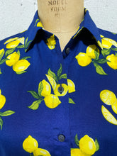 Load image into Gallery viewer, Banana Republic Navy Blue Lemon Blouse (XS)
