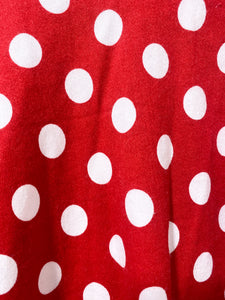 Red and White Polka Dot Midi Skirt (L)